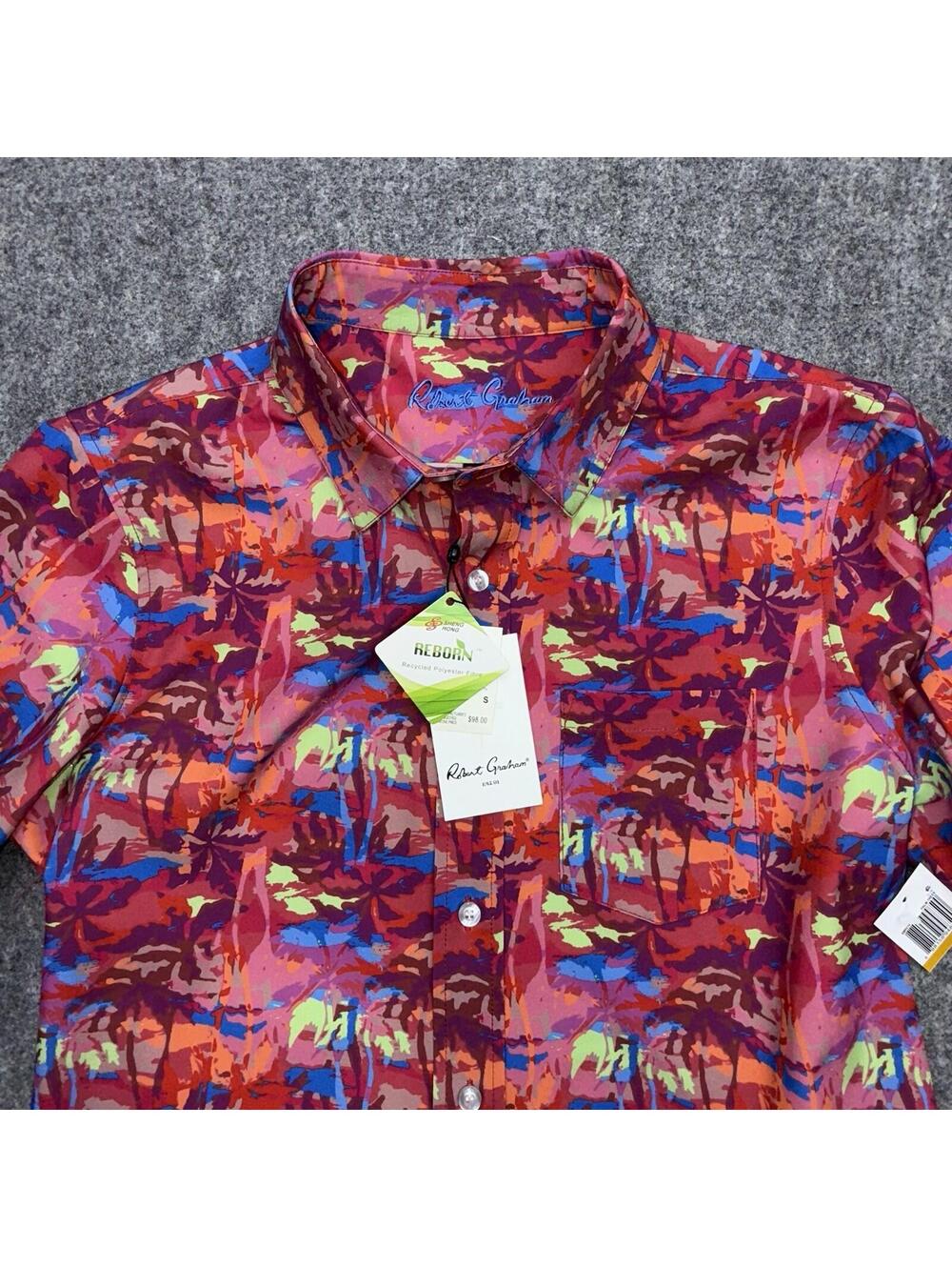 Robert Graham Men’s Red Multi-Color Printed Button-Up Shirt
